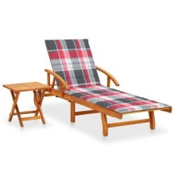Chaise Longue De Jardin Avec Table Et Coussin Bois D'acacia 15