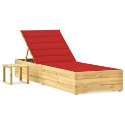 Chaise Longue De Jardin Avec Table Et Coussin Pin Imprégné 27