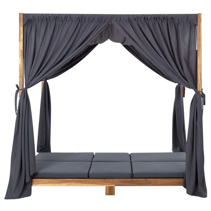 Chaise Longue Double Avec Rideaux Et Coussins Bois D'acacia 2 7 Chaise Longue Double Avec Rideaux Et Coussins Bois D'acacia 2 â Image 5