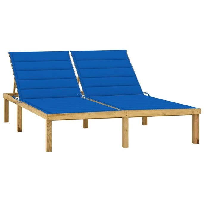 Chaise Longue Double Et Coussins Bleu Royal Pin Imprégné 3 Chaise Longue Double Et Coussins Bleu Royal Pin Imprégné