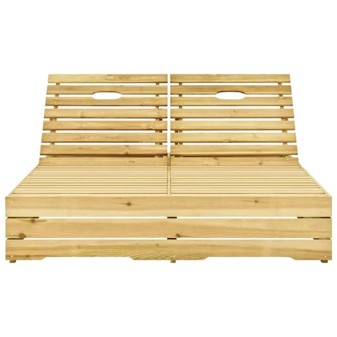 Chaise Longue Double Et Coussins Vert Bois De Pin Imprégné 6 Chaise Longue Double Et Coussins Vert Bois De Pin Imprégné – Image 4