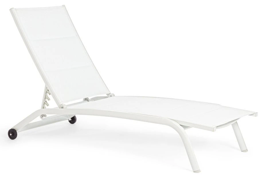 Chaise Longue En Aluminium Avec Roues Blanc Chloé - Lot De 4 3 Chaise Longue En Aluminium Avec Roues Blanc Chloé - Lot De 4