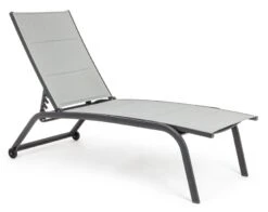 Chaise Longue En Aluminium Et Textylène Noir Chloé - Lot De 4