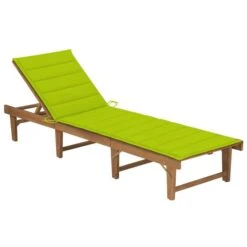 Chaise Longue Pliable Avec Coussin Bois D'acacia Solide 4