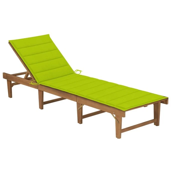 Chaise Longue Pliable Avec Coussin Bois D'acacia Solide 4 3 Chaise Longue Pliable Avec Coussin Bois D'acacia Solide 4