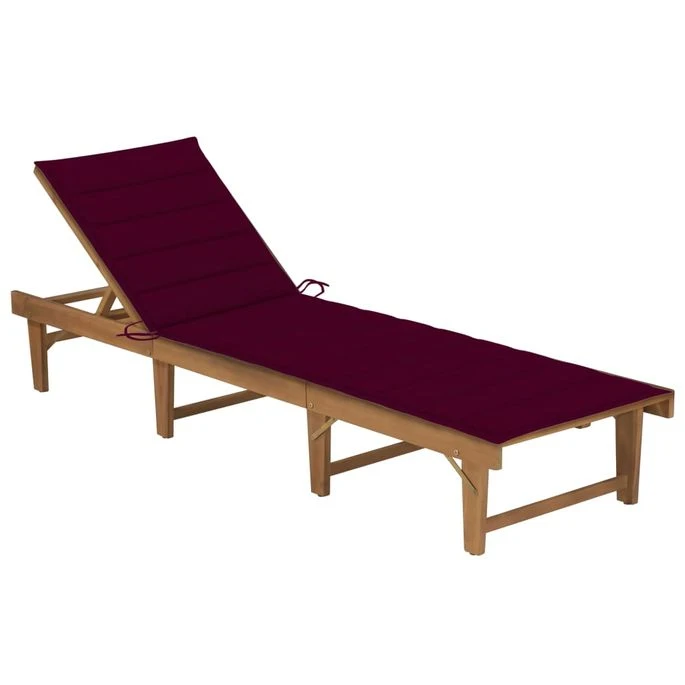 Chaise Longue Pliable Avec Coussin Bois D'acacia Solide 3 3 Chaise Longue Pliable Avec Coussin Bois D'acacia Solide 3