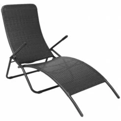 Chaise Longue Pliable Résine Tressée Noir