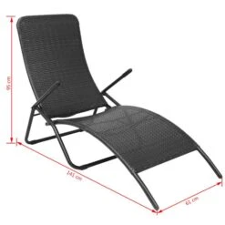 Chaise Longue Pliable Résine Tressée Noir -Pino Soldes Boutique chaise longue pliable resine tressee noir 8718475968290 1409085