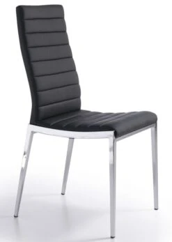 Chaise Matelassée Similicuir Noir Et Pieds Acier Dona - Lot De 4