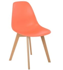 Chaise Nordique Polypropylène Orange Mate Et Pieds Hêtre Clair Tula