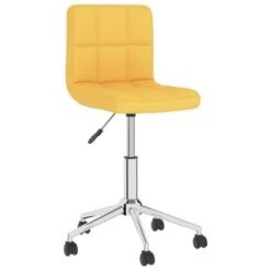 Chaise Pivotante Sur Roulettes Capitonné Tissu Jaune Roka