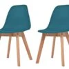Chaise Plastique Bleu Canard Et Pieds Hévéa Massif Jhay - Lot De 2