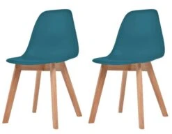 Chaise Plastique Bleu Canard Et Pieds Hévéa Massif Jhay - Lot De 2