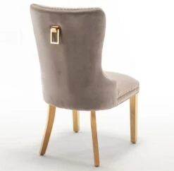 Chaise Poignée Rectangulaire Velours Capitonné Moka Et Pieds Acier Doré Kazar - Lot De 2 -Pino Soldes Boutique chaise poignee rectangulaire velours capitonne moka et pieds acier dore kazar lot de 2 3666722910781 1479712