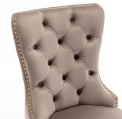 Chaise Poignée Rectangulaire Velours Capitonné Moka Et Pieds Acier Doré Kazar - Lot De 2 -Pino Soldes Boutique chaise poignee rectangulaire velours capitonne moka et pieds acier dore kazar lot de 2 3666722910781 1479714