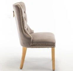 Chaise Poignée Rectangulaire Velours Capitonné Moka Et Pieds Acier Doré Kazar - Lot De 2 -Pino Soldes Boutique chaise poignee rectangulaire velours capitonne moka et pieds acier dore kazar lot de 2 3666722910781 1479715