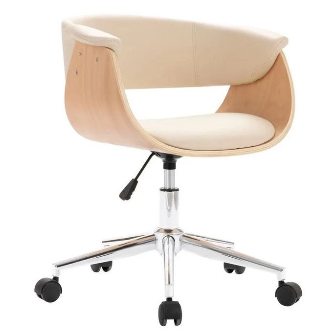 Chaise Réglable Simili Cuir Beige Et Bois Clair Tessa 3 Chaise Réglable Simili Cuir Beige Et Bois Clair Tessa