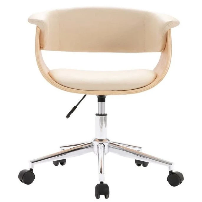 Chaise Réglable Simili Cuir Beige Et Bois Clair Tessa 4 Chaise Réglable Simili Cuir Beige Et Bois Clair Tessa – Image 2