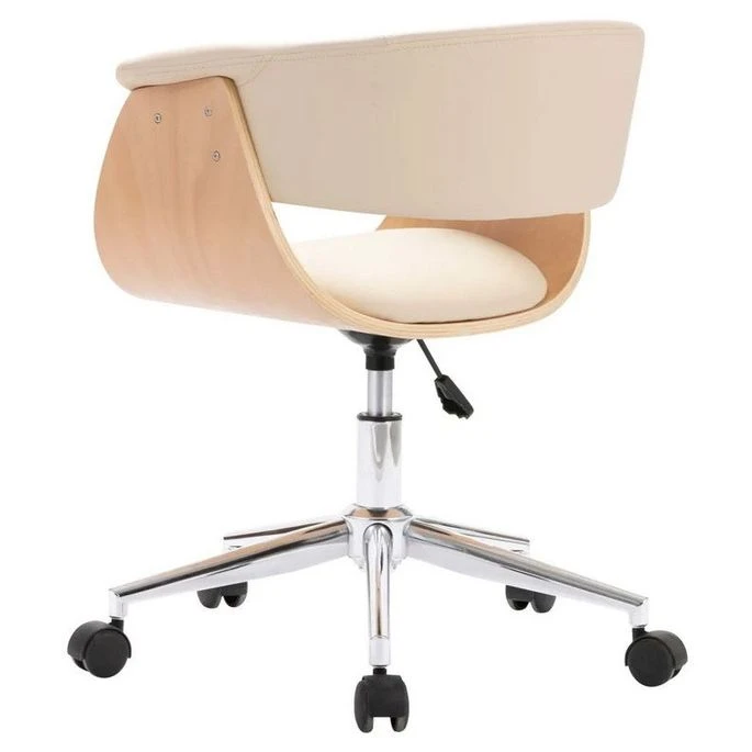 Chaise Réglable Simili Cuir Beige Et Bois Clair Tessa 5 Chaise Réglable Simili Cuir Beige Et Bois Clair Tessa – Image 3