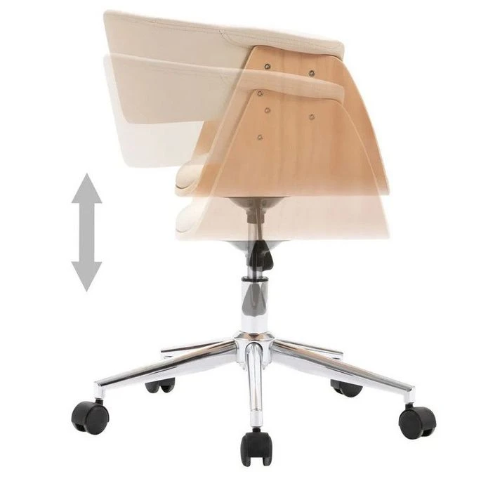 Chaise Réglable Simili Cuir Beige Et Bois Clair Tessa 6 Chaise Réglable Simili Cuir Beige Et Bois Clair Tessa – Image 4