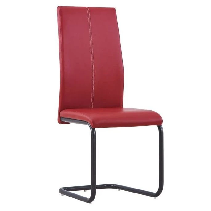 Chaise Simili Cuir Bordeaux Et Pieds Métal Noir Adma - Lot De 4 3 Chaise Simili Cuir Bordeaux Et Pieds Métal Noir Adma - Lot De 4