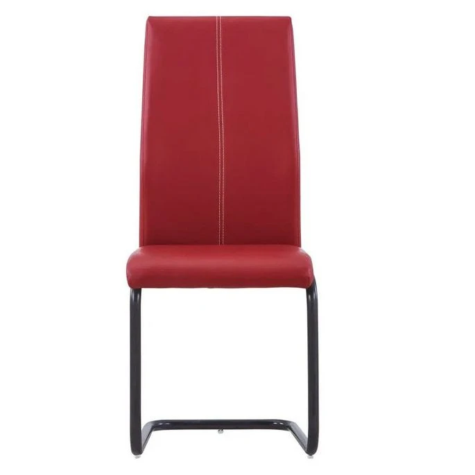 Chaise Simili Cuir Bordeaux Et Pieds Métal Noir Adma - Lot De 4 4 Chaise Simili Cuir Bordeaux Et Pieds Métal Noir Adma - Lot De 4 – Image 2