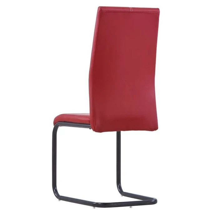 Chaise Simili Cuir Bordeaux Et Pieds Métal Noir Adma - Lot De 4 6 Chaise Simili Cuir Bordeaux Et Pieds Métal Noir Adma - Lot De 4 – Image 4