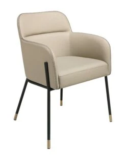 Chaise Simili Cuir Et Cuir éco Beige Et Pieds En Acier Léo