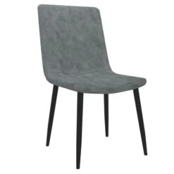 Chaise Simili Cuir Gris Et Pieds Métal Noir Tojo - Lot De 4