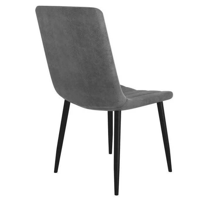 Chaise Simili Cuir Gris Et Pieds Métal Noir Tojo - Lot De 4 6 Chaise Simili Cuir Gris Et Pieds Métal Noir Tojo - Lot De 4 – Image 4