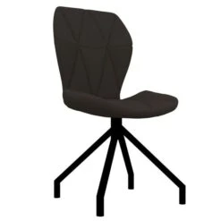 Chaise Simili Cuir Marron Et Pieds Métal Noir Amy - Lot De 2