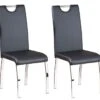 Chaise Simili Cuir Noir Et Pieds Métal Chromé Lust - Lot De 2