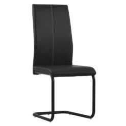 Chaise Simili Cuir Noir Et Pieds Métal Noir Adma - Lot De 4