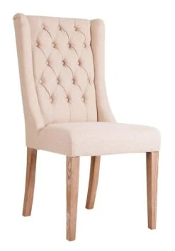 Chaise Tissu Beige Et Pieds Frêne Massif Satto - Lot De 2