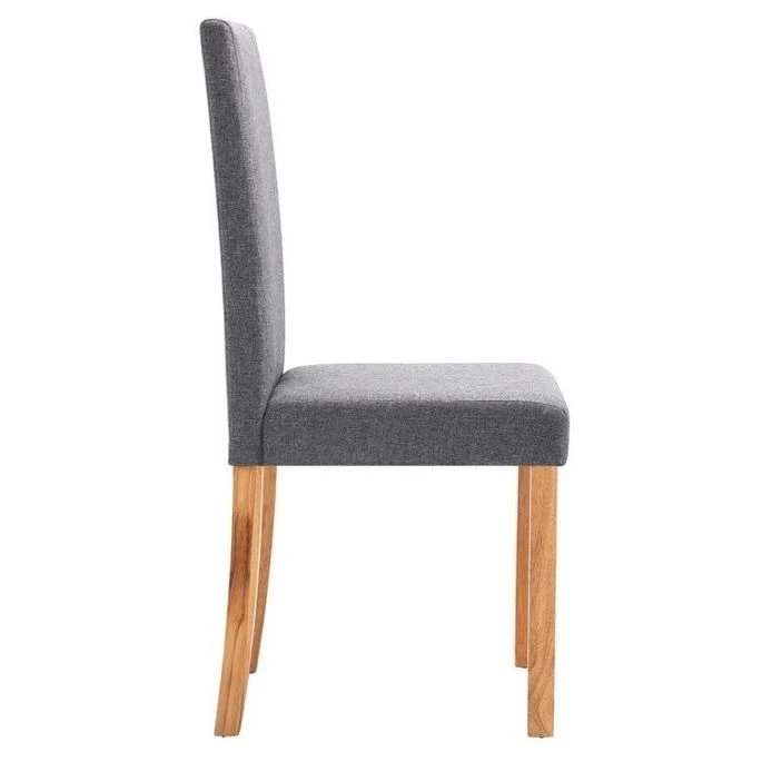 Chaise Tissu Gris Clair Et Bois De Caoutchouc Quiso - Lot De 4 4 Chaise Tissu Gris Clair Et Bois De Caoutchouc Quiso - Lot De 4 – Image 2