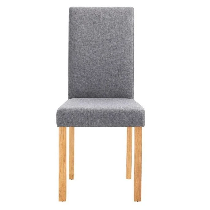 Chaise Tissu Gris Clair Et Bois De Caoutchouc Quiso - Lot De 4 6 Chaise Tissu Gris Clair Et Bois De Caoutchouc Quiso - Lot De 4 – Image 4