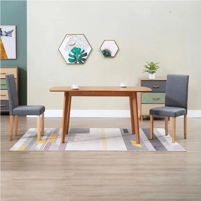 Chaise Tissu Gris Clair Et Bois De Caoutchouc Quiso - Lot De 4 8 Chaise Tissu Gris Clair Et Bois De Caoutchouc Quiso - Lot De 4 – Image 6