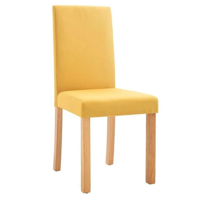 Chaise Tissu Jaune Et Bois De Caoutchouc Quiso - Lot De 2 3 Chaise Tissu Jaune Et Bois De Caoutchouc Quiso - Lot De 2