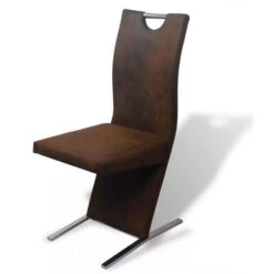 Chaise Tissu Marron Et Métal Chromé Trilo - Lot De 2