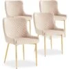 Chaise Velours Beige Et Pieds Métal Doré Ella - Lot De 4 -Pino Soldes Boutique chaise velours beige et pieds metal dore bellamy lot de 4 3327480058589 684522