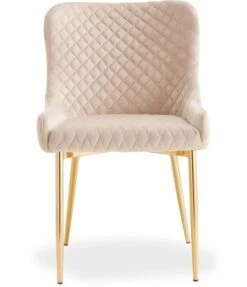 Chaise Velours Beige Et Pieds Métal Doré Ella - Lot De 4 -Pino Soldes Boutique chaise velours beige et pieds metal dore bellamy lot de 4 3327480058589 684524