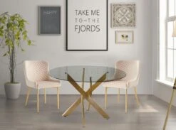 Chaise Velours Beige Et Pieds Métal Doré Ella - Lot De 4 -Pino Soldes Boutique chaise velours beige et pieds metal dore bellamy lot de 4 3327480058589 684525