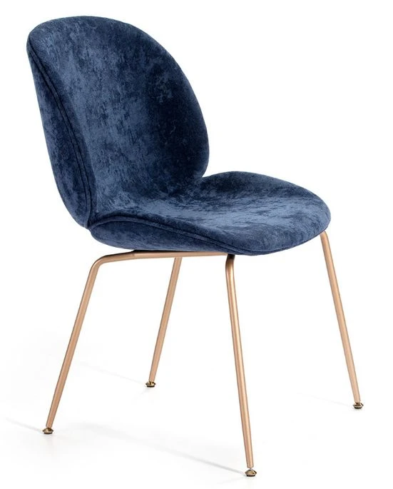 Chaise Velours Bleu Et Pieds Métal Doré Raj 3 Chaise Velours Bleu Et Pieds Métal Doré Raj