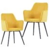 Chaise Velours Jaune Et Pieds Métal Noir Ilash - Lot De 2 -Pino Soldes Boutique chaise velours jaune et pieds metal noir ilash lot de 2 8719883856780 594560