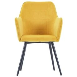 Chaise Velours Jaune Et Pieds Métal Noir Ilash - Lot De 2 -Pino Soldes Boutique chaise velours jaune et pieds metal noir ilash lot de 2 8719883856780 594561