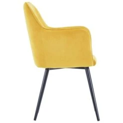 Chaise Velours Jaune Et Pieds Métal Noir Ilash - Lot De 2 -Pino Soldes Boutique chaise velours jaune et pieds metal noir ilash lot de 2 8719883856780 594562