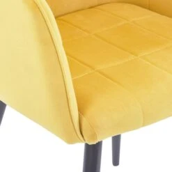Chaise Velours Jaune Et Pieds Métal Noir Ilash - Lot De 2 -Pino Soldes Boutique chaise velours jaune et pieds metal noir ilash lot de 2 8719883856780 594564
