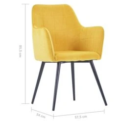 Chaise Velours Jaune Et Pieds Métal Noir Ilash - Lot De 2 -Pino Soldes Boutique chaise velours jaune et pieds metal noir ilash lot de 2 8719883856780 594565