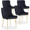 Chaise Velours Noir Et Pieds Métal Doré Ella - Lot De 4 -Pino Soldes Boutique chaise velours noir et pieds metal dore bellamy lot de 4 3327480058572 684518