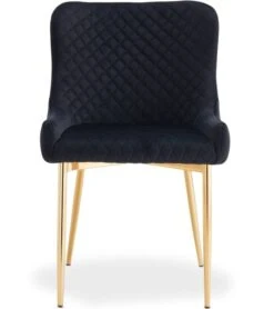 Chaise Velours Noir Et Pieds Métal Doré Ella - Lot De 4 -Pino Soldes Boutique chaise velours noir et pieds metal dore bellamy lot de 4 3327480058572 684520